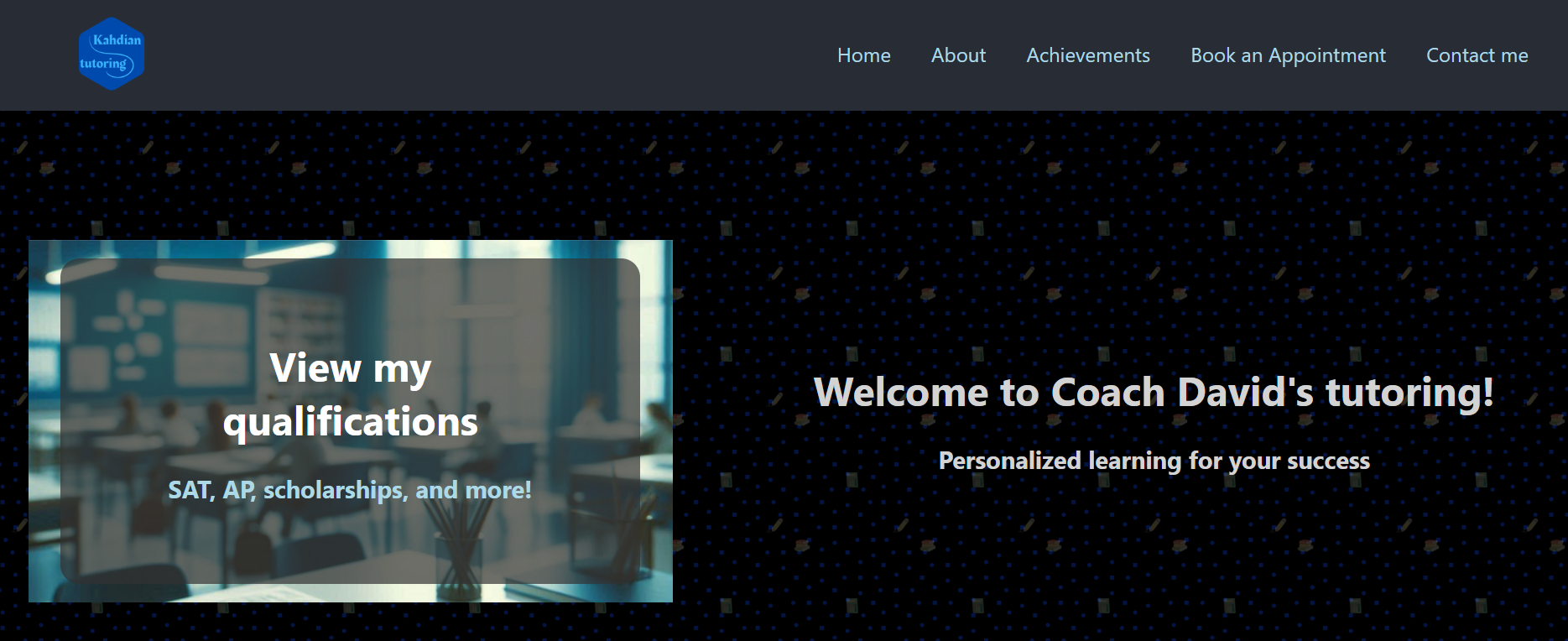 Tutoring website homepage with professional design